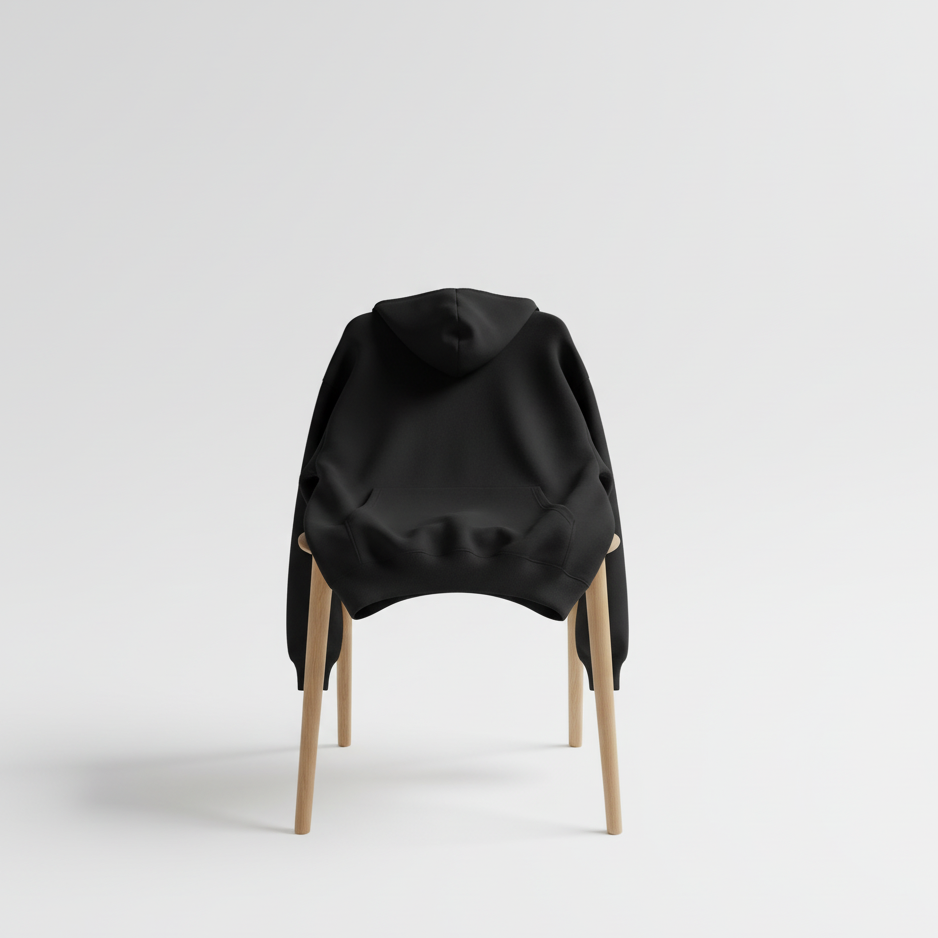 Black Plain Hoodie - سادة